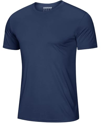 Sun Shirts for Men Summer Crew Neck Short Sleeve Rash Guards Shirts Active Dry Fit Shirts