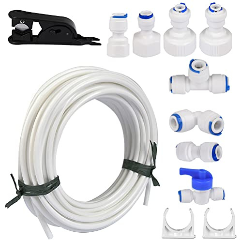 NA 25pcs Wasserzulaufleitung Universal Anschluss-Set für Kühlschrank Side by Side. Kühlschrankschlauch, Kühlschrankanschlusskit Schlauchverbinder Wasserschlauch 6,35mm(1/4)
