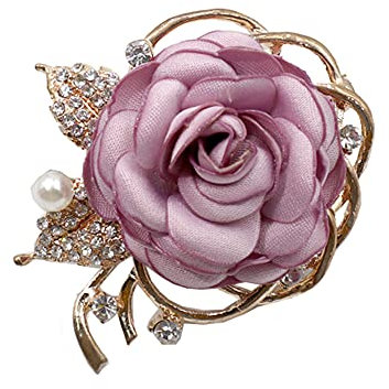 KABELIFE Elegant Ansteckblume, Haarblume Haarschmuck Haarblüte mit Strass Perle Sicherheitsnadel Brosche für Party Strand Hochzeit (Pink)