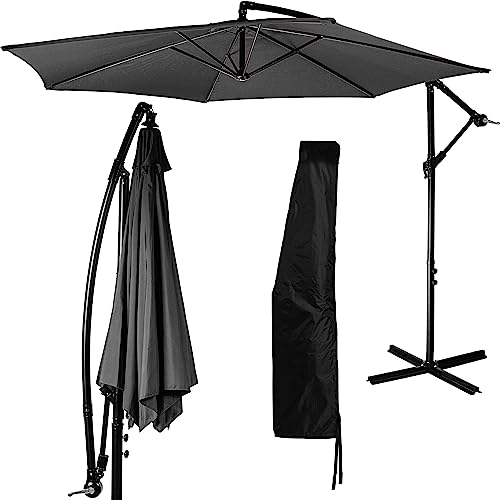 STILISTA Parasol de Jardin 350 cm avec dispositif à manivelle, couverture incluse, anthracite
