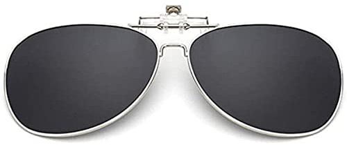 MACHSWON Solglasögon, med klämma, polariserade, nattvision, clip-on, flip-up-linser, solglasögon, UV400, anti-bländning, solglasögonklämma för kvinnor, män, körning, resor, utomhus, Svart, grått