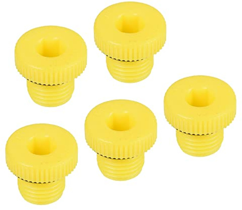PATIKIL Hydraulischer Gewindestopfen Lochstopfen Halten Stopfen M10x1 5 Pack PP Plastik Kunststoffstopfen Stecker Gewinde Sechskant Steckdose Dichtung Schraube Endkappe Gelb