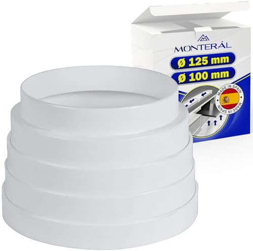 Abluftschlauch Adapter PVC Ø125-100 mm für Anschlusskanäle Lüftung | MADE IN SPAIN - Garantie 10 Jahre - MONTERAL