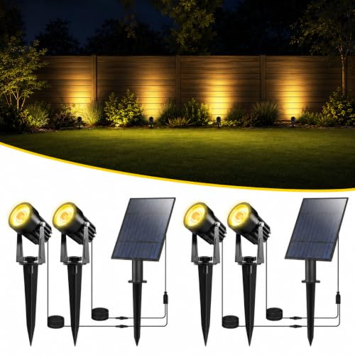 CORESLUX Solar Garden Spotlights, 3000K Warm White Landscape Uplighters | 4-in-1 Waterproof Outdoor Spot Lights for Garden, Driveway, Pathway, Pool Area, Halloween Christmas Decorations.