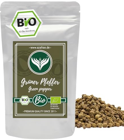 Azafran BIO Pfeffer grün ganz, grüne Pfefferkörner, ganze Körner, getrocknet 250g