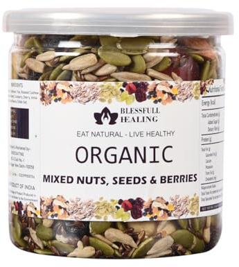 Blessfull Healing Organice Mixed Nuts, Seeds & Berries 2 lb (907 Gram) Airtight Container