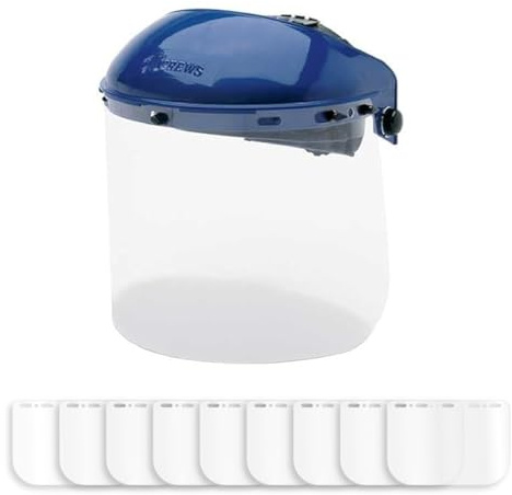 CHAOS Moto 10 Clear Face Shield Visors + 1 Headgear Bundle, 8x15.5, 0.040 Thick - Scratch Resistant Safety Protection