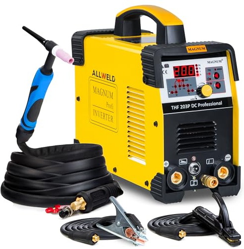 THF 203P DC PRO - 200A Inverter DC WIG Puls Schweißgerät mit Pre Flow, Post Flow und 2T/4T-Funktion zum Schweißen von Stahl, Edelstahl, Kohlenstoffstahl usw., Set: Solo