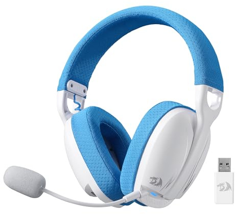 Redragon H878 Cuffie da Gioco Wireless a 3 Modalità con Retroilluminazione Blu - Leggere - Suono Surround 7.1 - Driver da 40MM - Microfono Rimovibile Multi Piattaforme per PC, PS5/4/3, Switch, Mobile