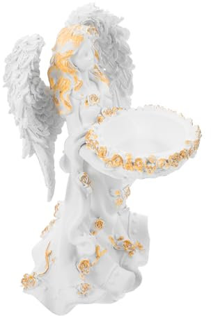 Warmhm Kerzenständer mit Engelsstatue Kunstharz Heimdekoration für Wohnzimmer Couchtisch Hochzeitsdekoration Modernes Zuhause Esstisch