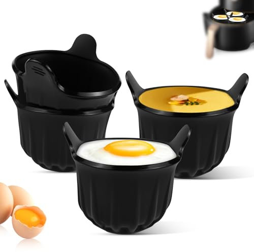KXVXXV ei Former Kuchenform, 4 Stück Auflaufförmchen Silikon Muffinförmchen, Eierform Airfryer Silikonform Heißluftfritteuse Zubehör Muffin Backform BPA-frei Muffinform Silikon