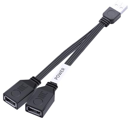 LANMINGLEL Cavo PD 65W USB 2,0 a doppio connettore piatto Carica rapida USB 2,0 da connettore a 2 prese Cavo splitter USB doppio per trasferimento dati per telefoni, tablet, laptop 10CM (Diretto)