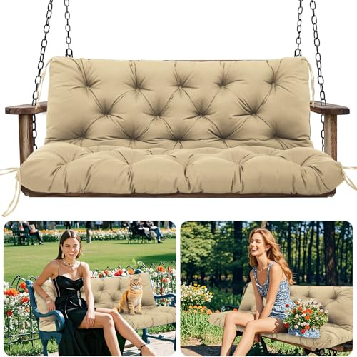 Garden Swing Seat Cushions 3 Seater Waterproof Bench Cushions Thick 12cm