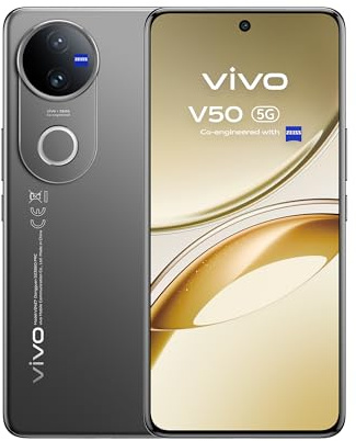 vivo V50 5G Smartphone, 12 GB + 512 GB, Professionelle 50+50 MP ZEISS Kameras, 4K-Video, 5260 mAh Akku, 90W Schnellladung, 6,77″ Ultra-Slim Quad Curved AMOLED Display, IP68+IP69 Staub & wasserdicht