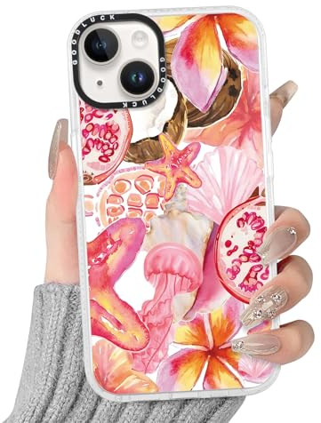 Yoedge Trasparente Cover per iPhone 13 Mini, Aesthetic Estivi Frutto Creatura Marina Motivo Carino Disegni per Donne, Silicone Custodia Telaio Flessibile Bumper Case per iPhone 13Mini 5,4,Rosa Summer