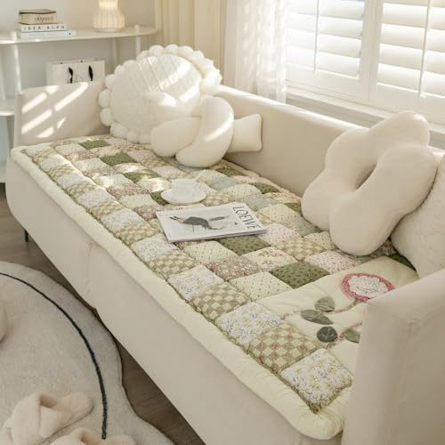 Copridivano patchwork floreale in cotone trapuntato per divano componibile da giardino chic copridivano antiscivolo quadrato plaid tappetino morbido tappetino per sedia cuscino per soggiorno