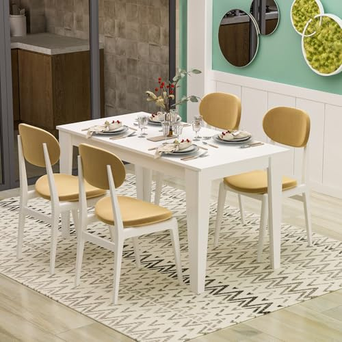 Homidea SHIMAL Tavolo da pranzo per 4 persone - Tavolo da cucina moderno con piano stabile - 120 x 72 x 73,8 cm - Tavolo da sala da pranzo per cucina e soggiorno (bianco)