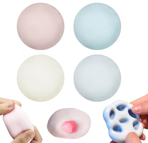 LIAVOP Lot de 4 balles anti-stress en forme de raisin - Jouet anti-stress avec perles