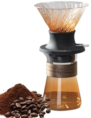 Naqqios Kit Set Cafetière Pour Over – Pot pour perfusion de café et de thé, filtration rapide extraction facile outil amovible – pour maison voyage, camping, hôtel