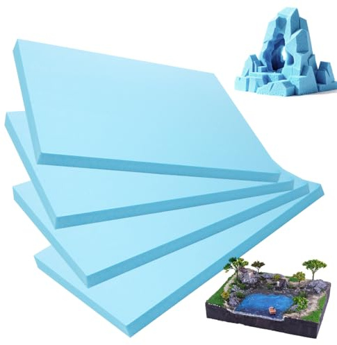 RANJIMA 4 pannelli in schiuma rigida, 30 x 20 x 2 cm, per modellismo, artigianato, lavori di modellismo, lavori di bricolage, polistirolo per modellazione, modellazione, edifici, base diorama
