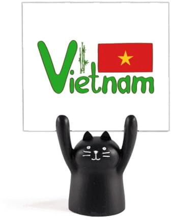 Vietnam National Flag Red Green Pattern Memo Holder Cartoon Black Cat Stand Decoration