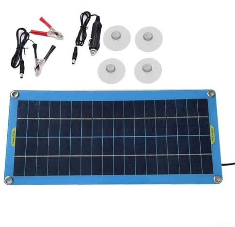 Caricabatteria da auto con pannello solare policristallino da 12 V 30 W, con diodo di blocco per prevenire lo scarico inverso e opzioni di installazione flessibili per batterie di veicoli e campeggio