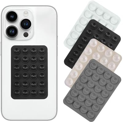 ONGNIUU 4 Pezzi Ventose in Silicone per Cellulari, Accessori per Cellulari, Ventose Doppie per Cellulari, Semplici e Antiscivolo, Ideali per Selfie, Video e Trucco, Compatibili con il 99% dei Modelli