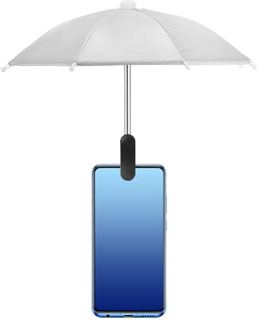 sourcing map Phone Umbrella - Adjustable Cell Phone Umbrella Sun Shade with Stable Clip Universal Mini Cellphone Shade Cover for Beach/Pool/Outdoor, Silver