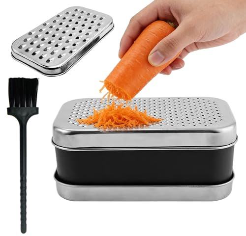 Rallador de Queso,Utensilios de Cocina con Recipiente con Tapa | Rallador con Recipiente - para Frutas, Patata, Jengibre, Zanahoria, Preparación de Comidas, Hogar,