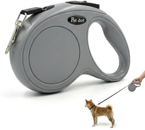 MUNZE 1 Guinzagli Retrattili Per Cani Estensibile 5M, Per Cani Piccoli E Medi Con Collare Regolabile (Pet Grigio)
