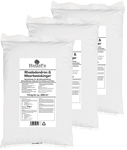 HaGaFe Rhododendron & Moorbeetdünger Azaleendünger Organisch Mineralischer Spezialdünger Für Alle Moorbeetpflanzen, 30kg (3x10kg)