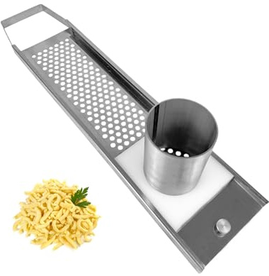 LOUIS TELLIER – Râpe en Inox pour Spaetzle et Knepfle Courtes – avec Chariot Coulissant – Robuste – Démontable – s’adapte aux Marmites et Casseroles Ø > 40 cm – Fabriqué en France