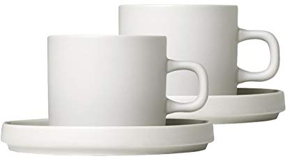 blomus -PILAR - Set di 2 tazze da caffè in gres porcellanato, Moonbeam, capacità 200 ml, semplice eleganza, lavabile in lavastoviglie, lavorazione di alta qualità (altezza x larghezza x profondità): 7