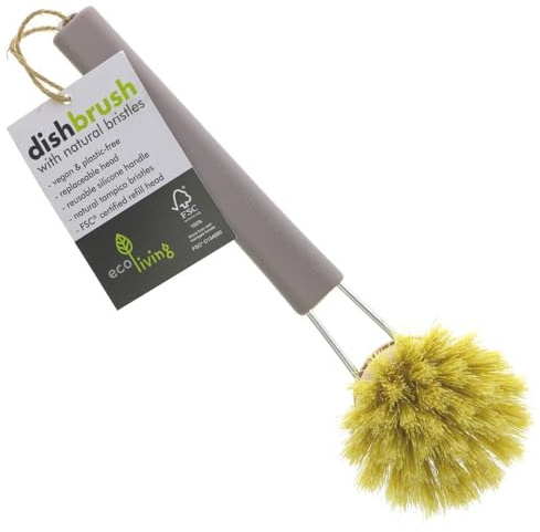 Eco Living Eco Plastic Free Dish Brush, 100% Plastic Free, Suitable for Vegans. (Grey)