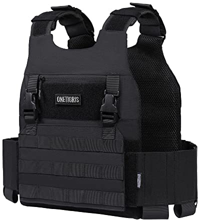 OneTigris Low Profile MOLLE Vest Adult with Hook and Loop Cummerbund, Side Elastic Holder Pockets Vest