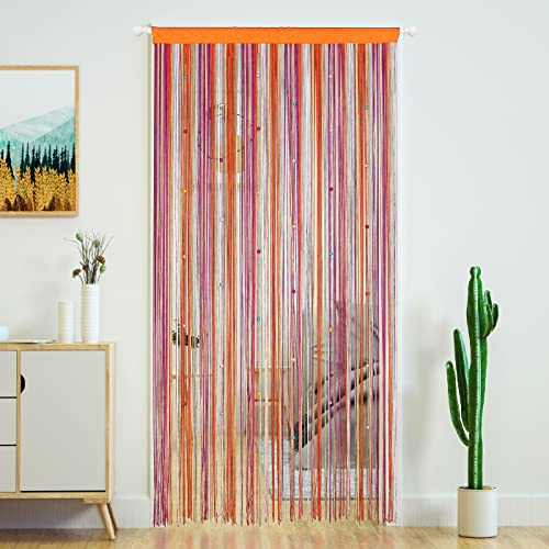 YaoYue Fransenvorhänge mit Perlen für Türen, Quasten, Perlen, hängende Fransen, Hippie-Stil, Raumteiler, für Fenster, Flur, Eingang, Wandschrank, Schlafzimmer, Privatsphäre, als Dekor
