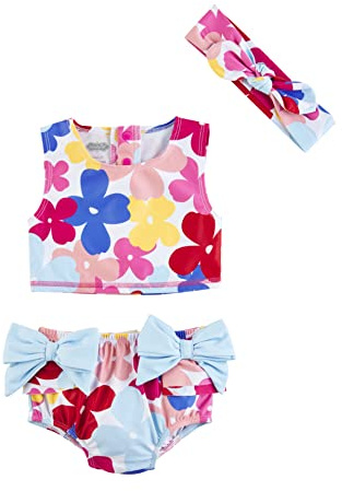 Mud Pie Girls Swimsuit & Headband Set, Multi-Floral, 5T