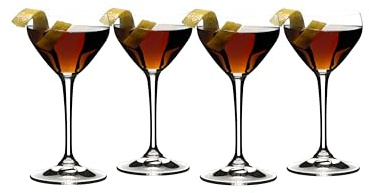 Riedel Drink Specific Glassware, Nick & Nora Cocktail Glass, 4oz, Old-Fashioned Stemmed Cocktail Glasses, Martini, Manhattan, Set of 4