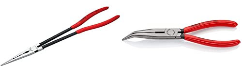 KNIPEX Long Reach Needle Nose Pliers with Transverse Profiles (280 mm) 28 71 280 SB & Snipe Nose Side Cutting Pliers (Stork Beak Pliers) (200 mm) 26 21 200 SB (self-Service Card/Blister)