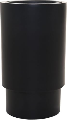 VIVANNO Pflanzkübel Escada Fiberglas Blumentopf Schwarz Matt, 60x35cm | Moderner runder Übertopf inklusive Kunststoffeinsatz für Innen & Außen, frostfestes wetterfestes Material