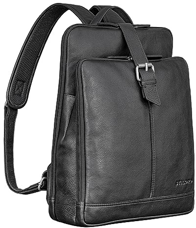 STILORD Rena Rucksack Leder Vintage Groß Cityrucksack Herren und Damen Tagesrucksack Laptop Rucksack 13-14 Zoll Damenrucksack/Herrenrucksack Echtleder Unisex Farbe:schwarz