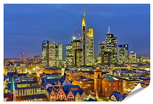 islandburner XXL Bild Poster Frankfurt Nacht Main Deutschland Premium Bilder Fotodruck ITML-PGR