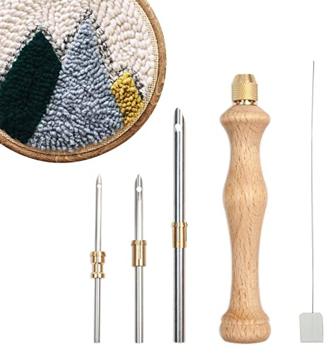 cypreason Needle Anfänger Stickerei Set Stickerei Starter Kit Stickgarnituren Verstellbare Garnstanznadel Needle Stickstift Aus Holzgriff Stanznadeltuch Nadelfädler