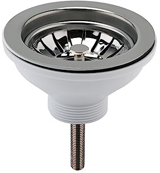 nuie FW613 Kitchen Taps Basket Strainer 90mm Kitchen Sink Waste, 115mm, Brushed Nickel