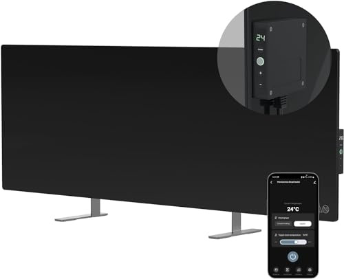 AENO LED Premium Eco Infrarotheizung 700W – Smart Infrarot Glasheizung mit Thermostat & WiFi, energiesparend, Heizpaneel für Wandmontage oder Standgerät, modernes Design, Reddot Winner 2023, Schwarz