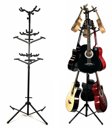 KYOFIS 3-stöckiger Ständer for mehrere Gitarren, Verstellbarer Gitarrenständer, geeignet for 9 elektrische oder akustische Gitarren/Banjos/Bass/Ukulelen
