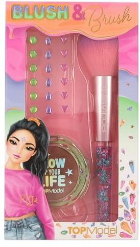 Depesche 12750 TOPModel - Kosmetik Set Beauty and Me, Blush and Brush mit rosafarbenem Rouge, Pinsel und Glitzersteinen