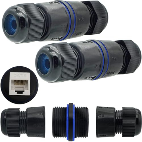 CTRICALVER RJ45 Kabelverbinder, Outdoor Ethernet Kabelverbinder, für CAT.6E/CAT.6/CAT.5E/CAT.5, Wasserdicht, Outdoor Netzwerkkabel Verbinder (2 Stück)