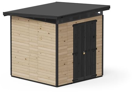 Upyard Abri de Jardin Strongbox XL - Robuste Cabane à Outils en Bois avec Fondations Imprégnées et Toit en Plastique Extra-Résistant, 203x203 cm, Marron