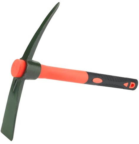 LEXININ 1 PCS 15 Inch Garden Mattock, 38 x 29cm Pickaxe with Fiberglass Handle, Grubbing Mattock for Gardening Planting Camping, Red